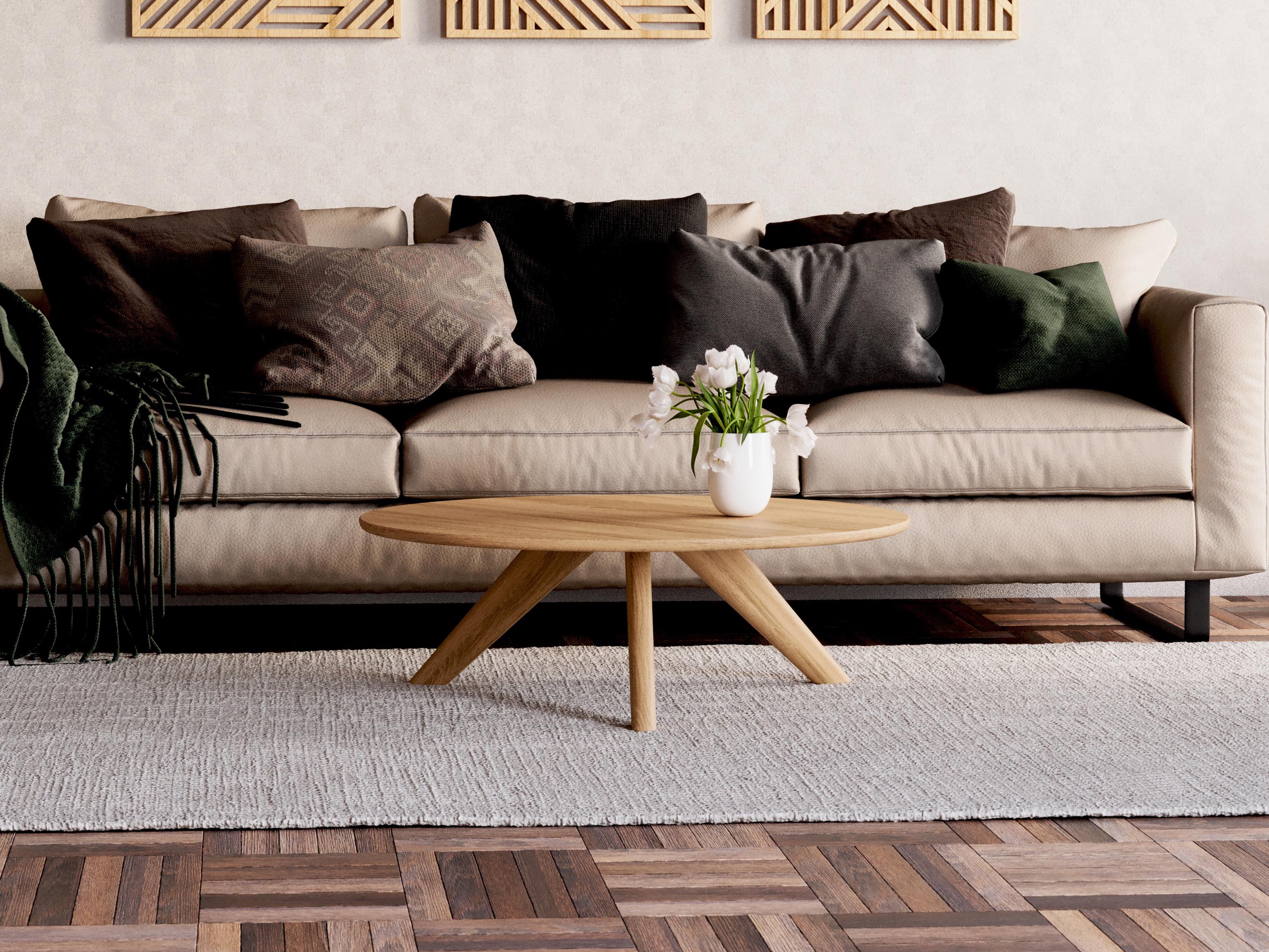 Modern Round Solid Oak Coffee Table - Scandi Style - Etsy