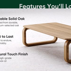 Modern Coffee Table - Aesthetic coffee table - Wooden oak coffee table - Minimalist coffee table - Scandi coffee table - Unique coffee table image 4