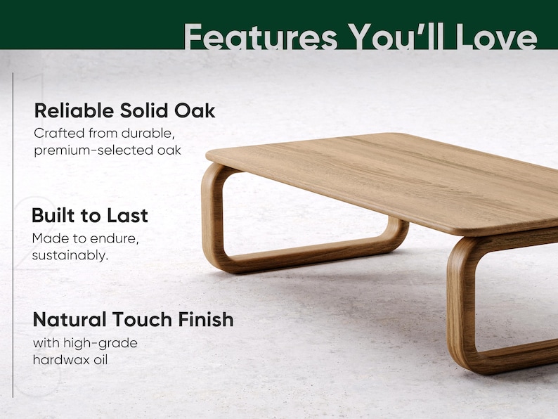 Modern Coffee Table - Aesthetic coffee table - Wooden oak coffee table - Minimalist coffee table - Scandi coffee table - Unique coffee table image 4