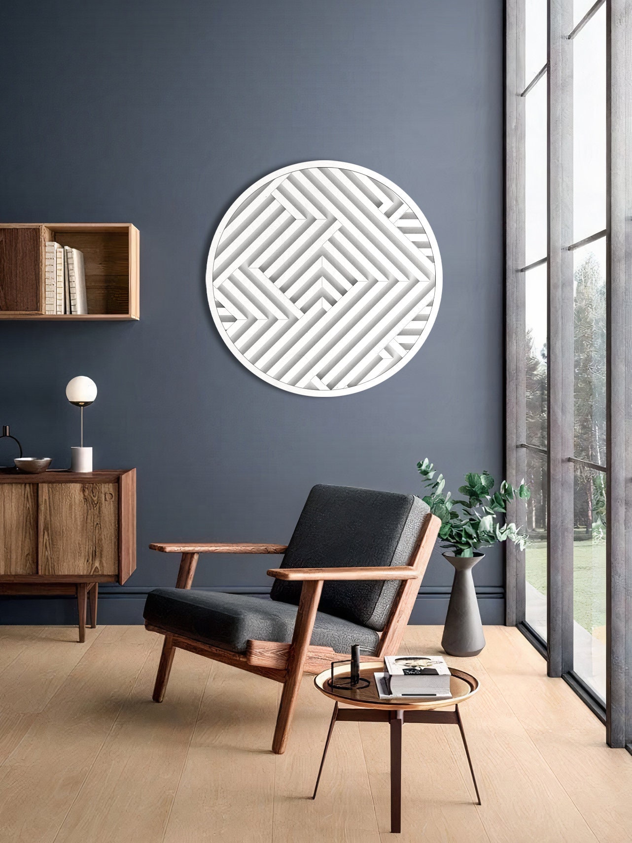 Modern Wood Wall Art Round Wood Wall Art Abstract Wall Art Etsy