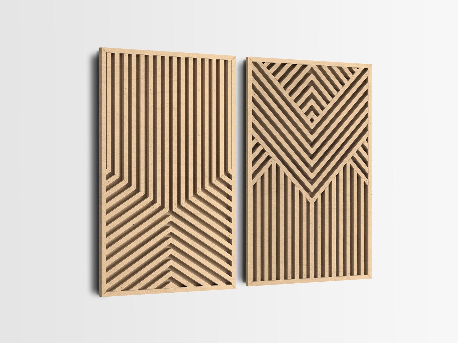 Geometric Wood Wall Art Set Modern Wooden Wall Art Etsy
