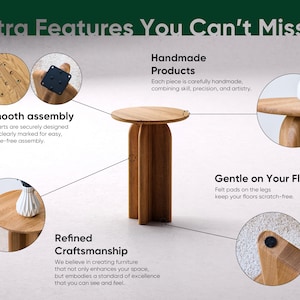 Solid Oak Round End Table: Modern Minimalist Side Table - Etsy