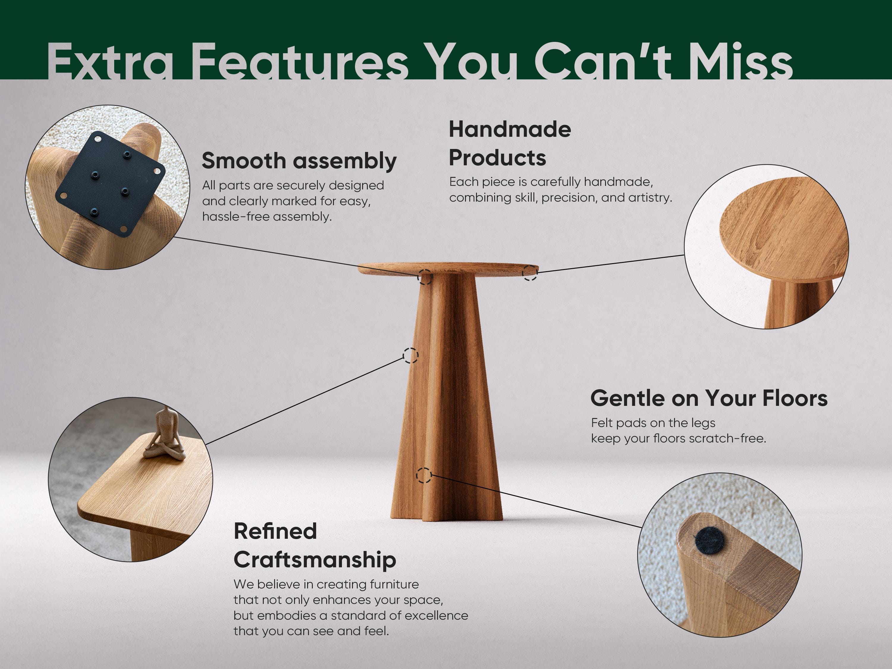 Solid Oak Round End Table: Modern Living Room Side Table - Etsy UK
