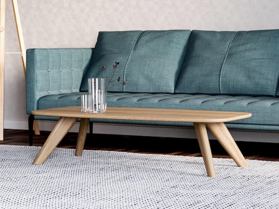 Oval coffee table, Mid century modern Japandi coffee table, Oak coffe table, Wooden coffee tables, Couchtisch, Wood coffee table