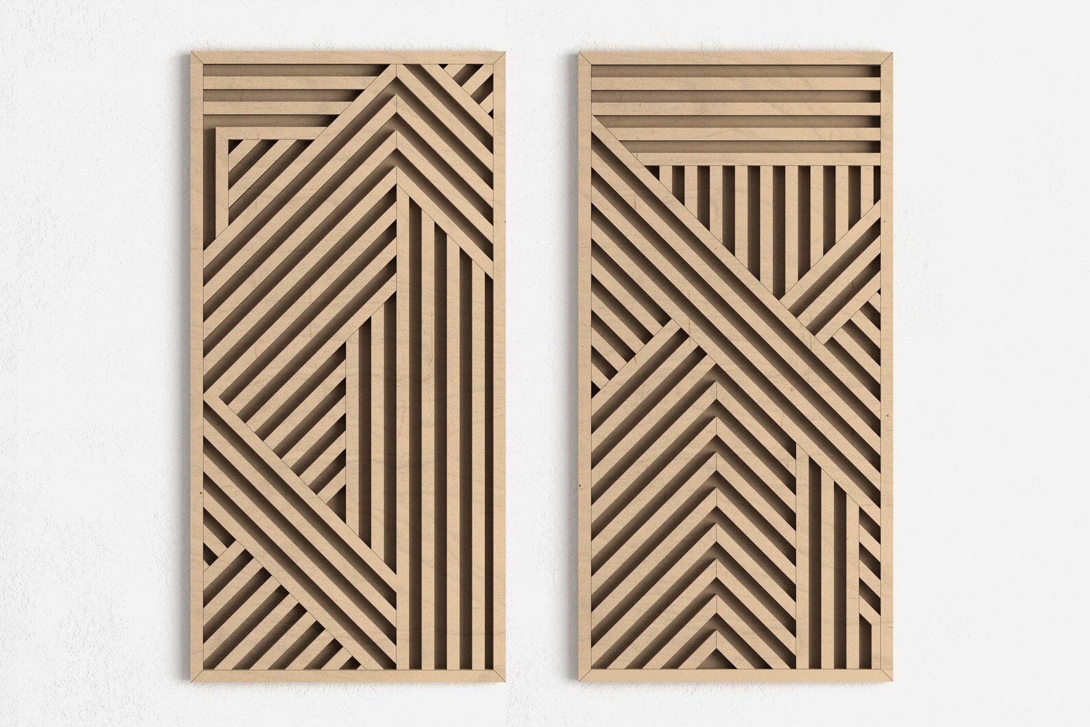 Modern Wood Wall Art Set Abstract Wood Wall Art Geometric Etsy