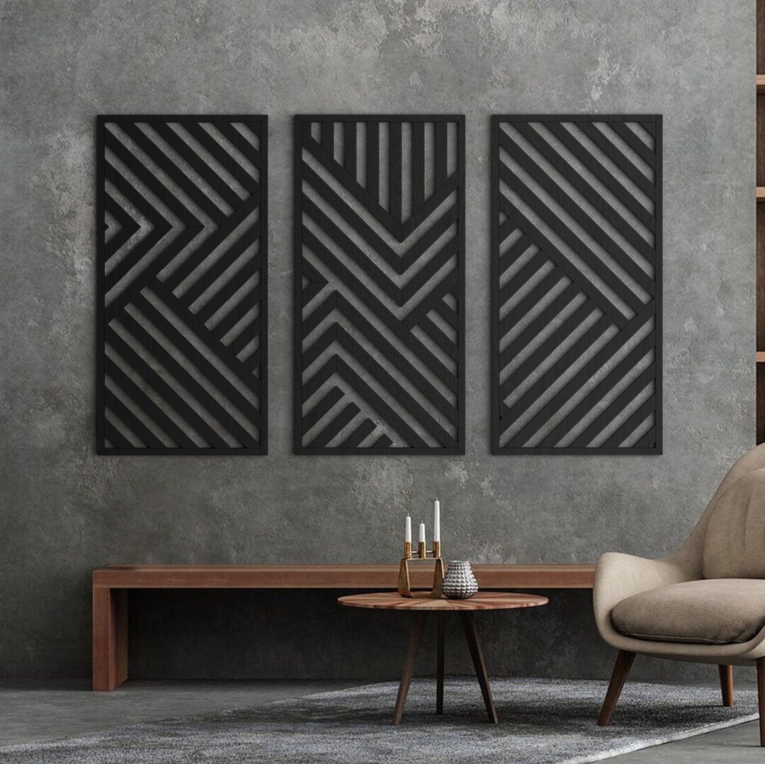 Modern Wood Wall Art Geometric Wood Wall Panels Original Wood Wall Art