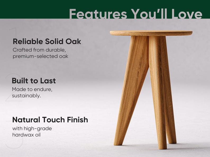 Solid Oak Round Side Table: Modern Minimalist End Table image 5
