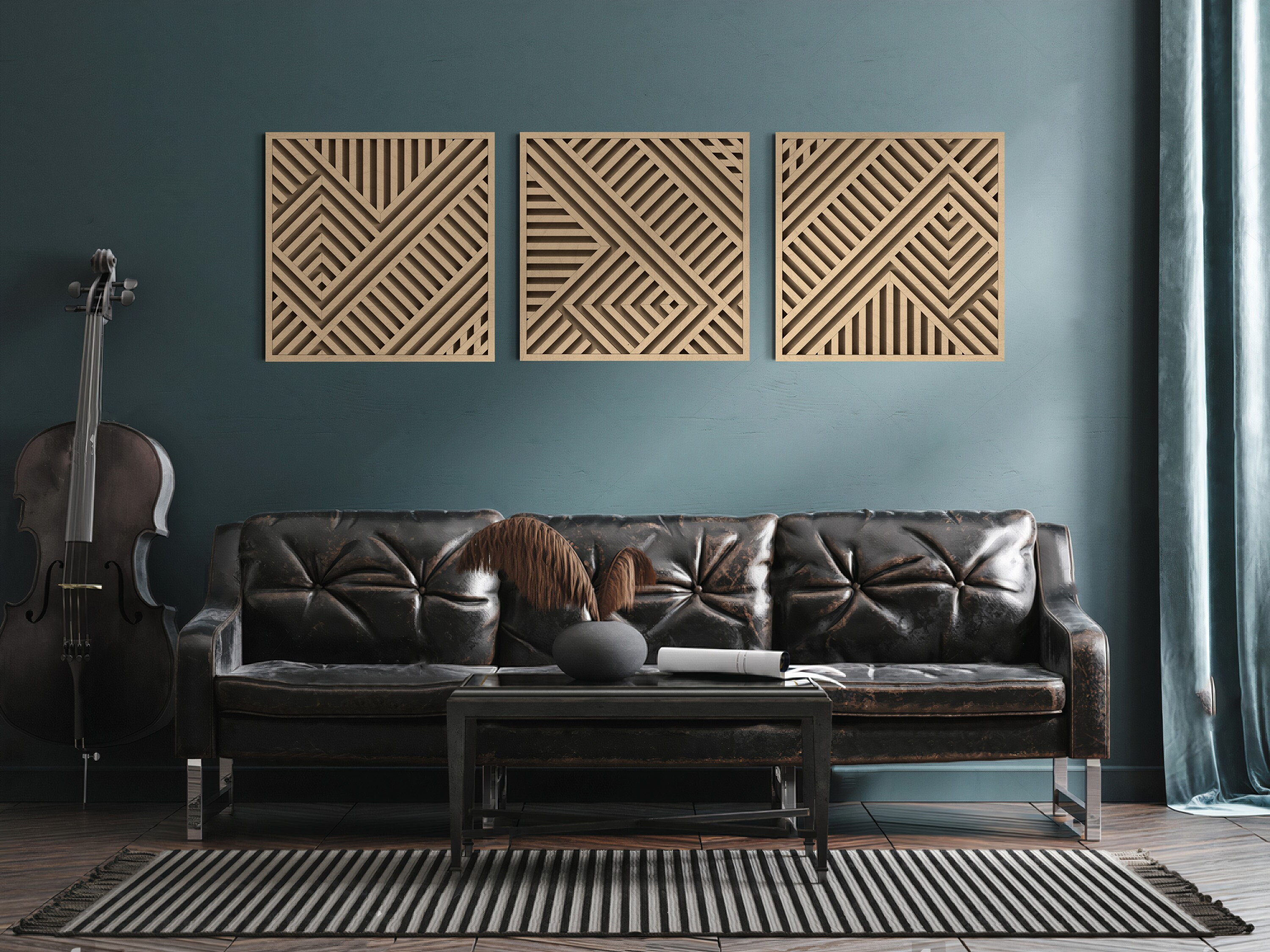 Geometric Wood Wall Art Abstract Wooden wall art Modern Etsy