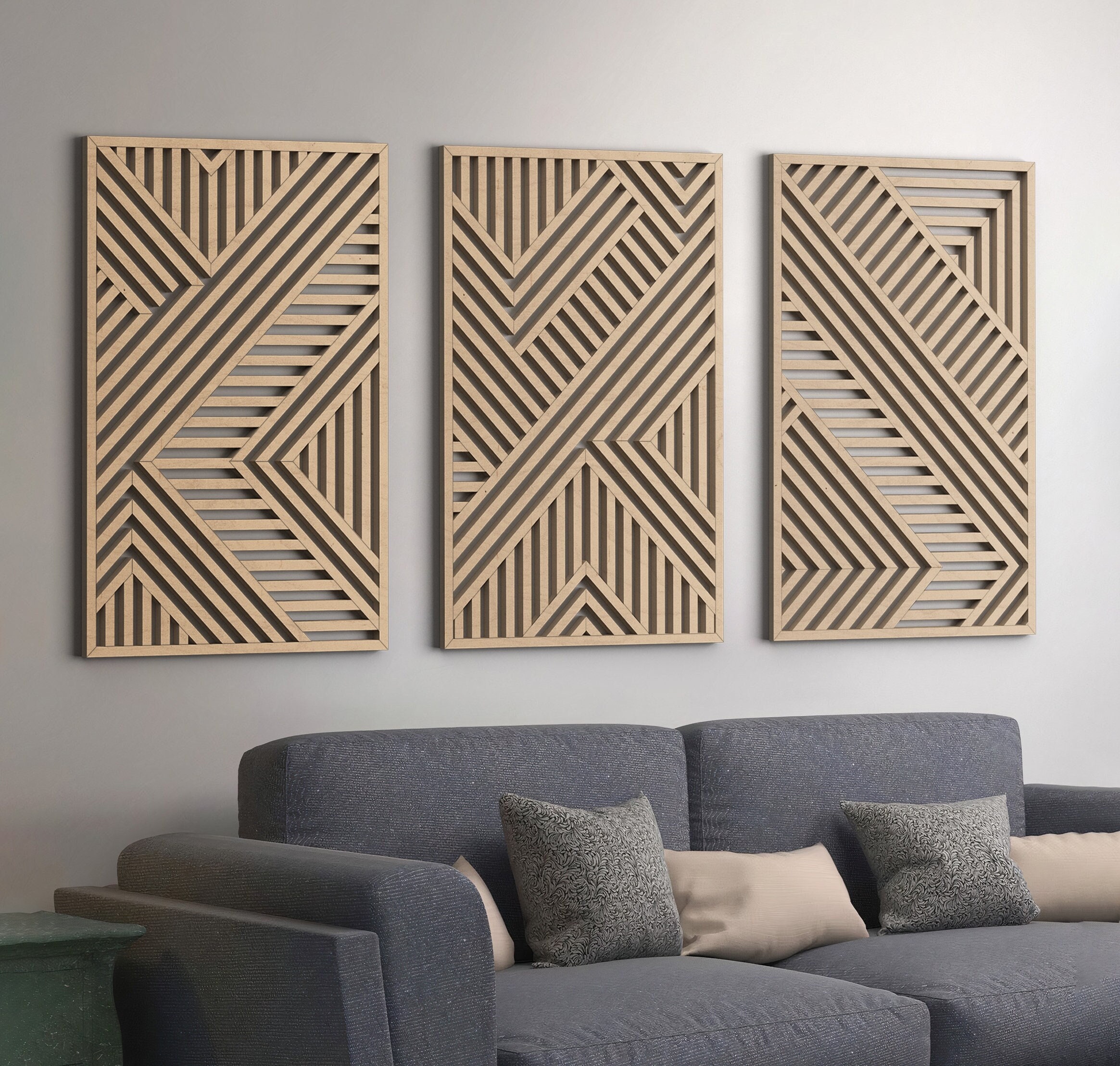 ゴヤ　絵画　インテリアセット Geometric Wood Wall Art | Modern Wood Wall Art Set