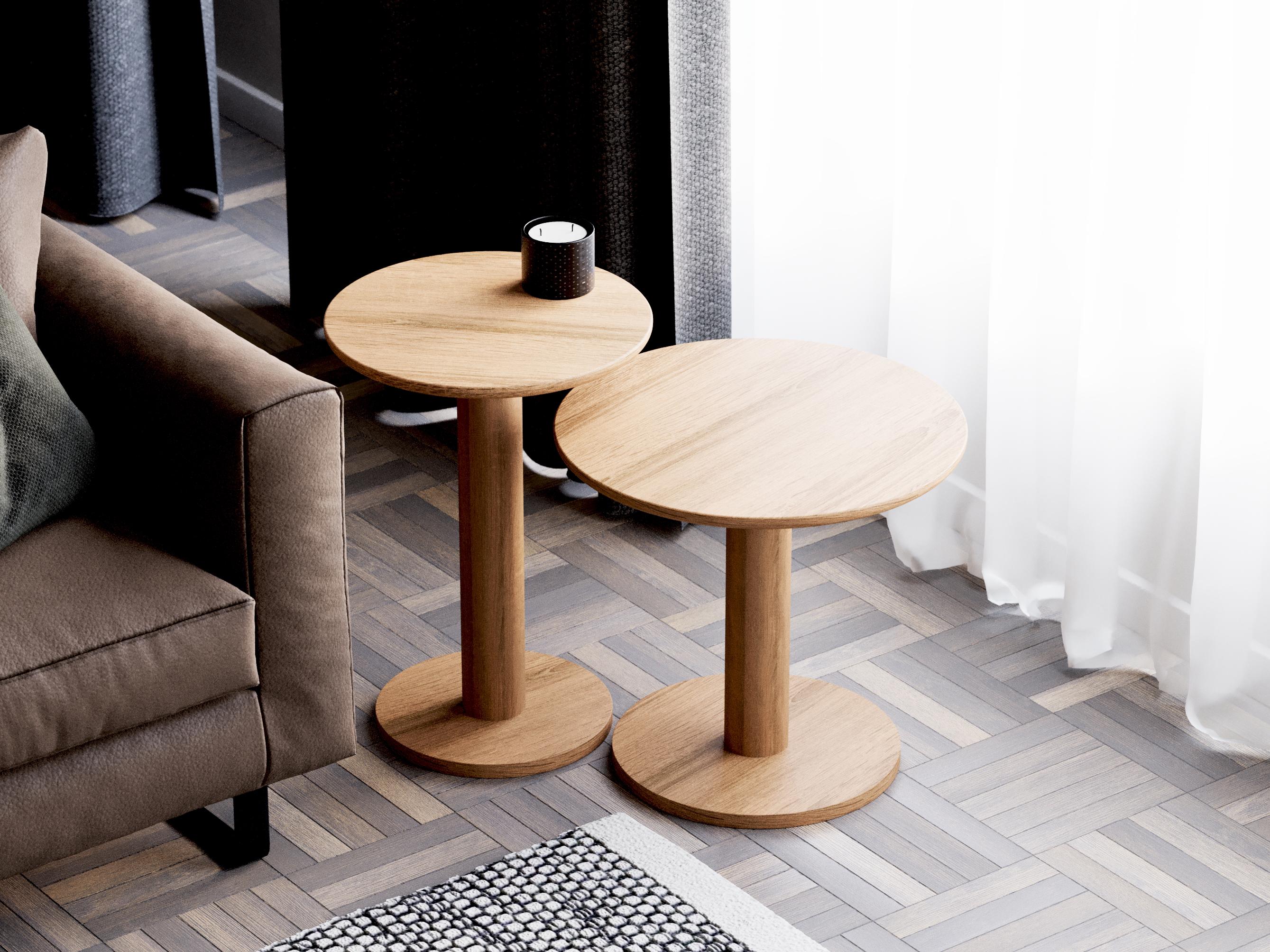 Solid Oak Round End Table: Modern Minimalist Side Table - Etsy