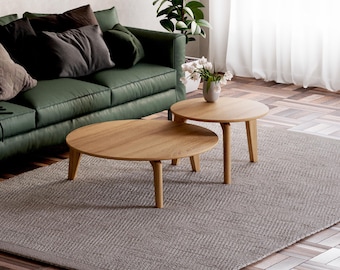 Solid Oak Nesting Coffee Tables: Scandinavian Minimalist Furniture