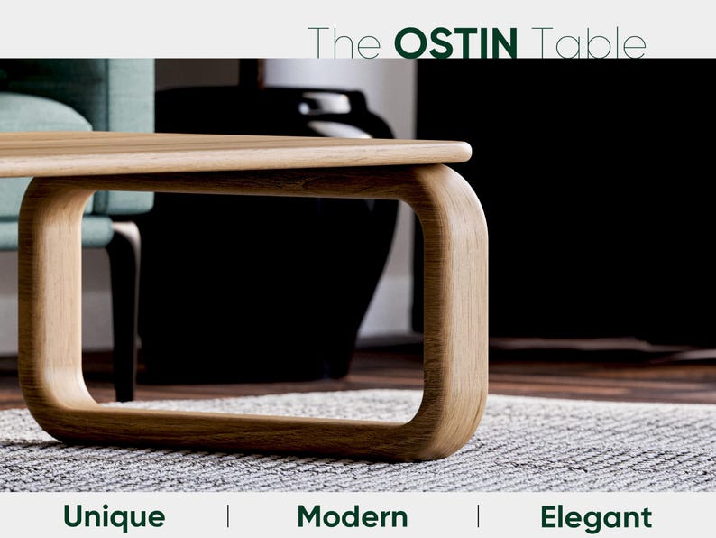 Modern Coffee Table - Aesthetic coffee table - Wooden oak coffee table - Minimalist coffee table - Scandi coffee table - Unique coffee table image 2