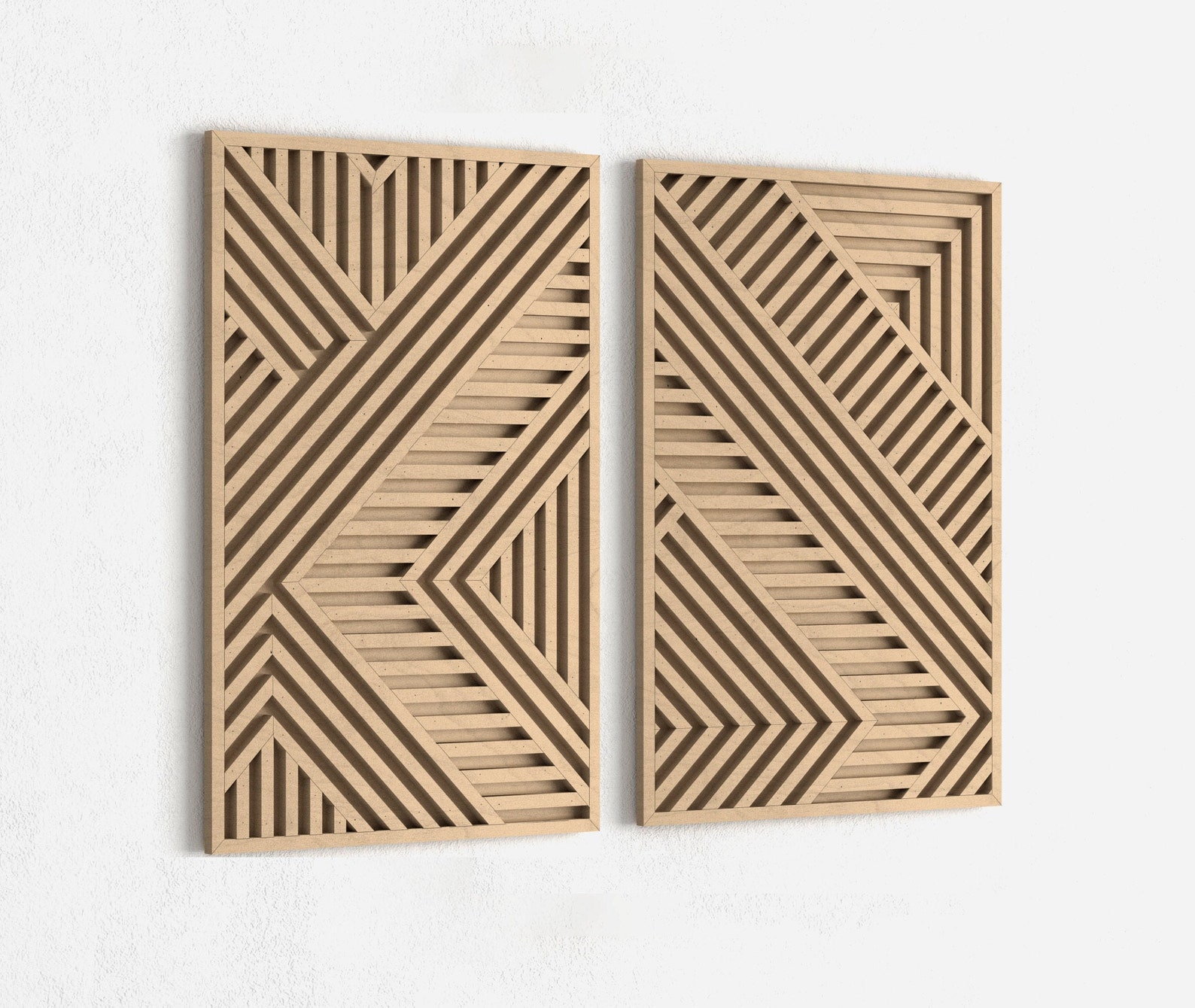 Modern Wood Wall Art Set Geometric Wooden Wall Art Etsy