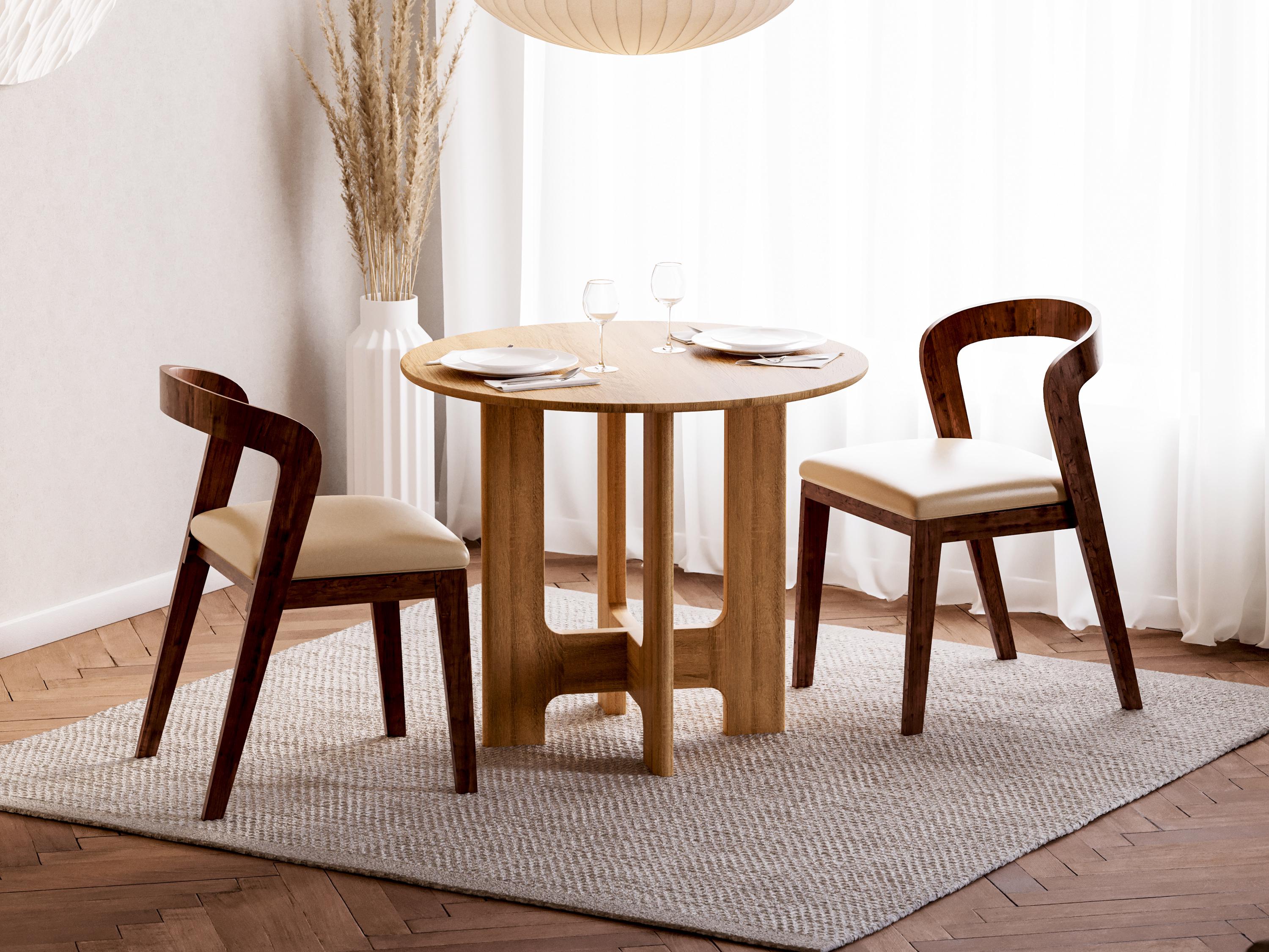 無垢材オーク　ラウンドテーブル 送料無料】90cm 丸テーブル｜オーク無垢材使用｜ダイニングテーブル