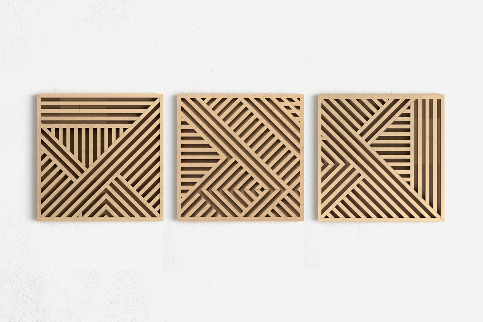 Geometric Wood Wall Art Set Geometric Wood Wall Art Modern Etsy