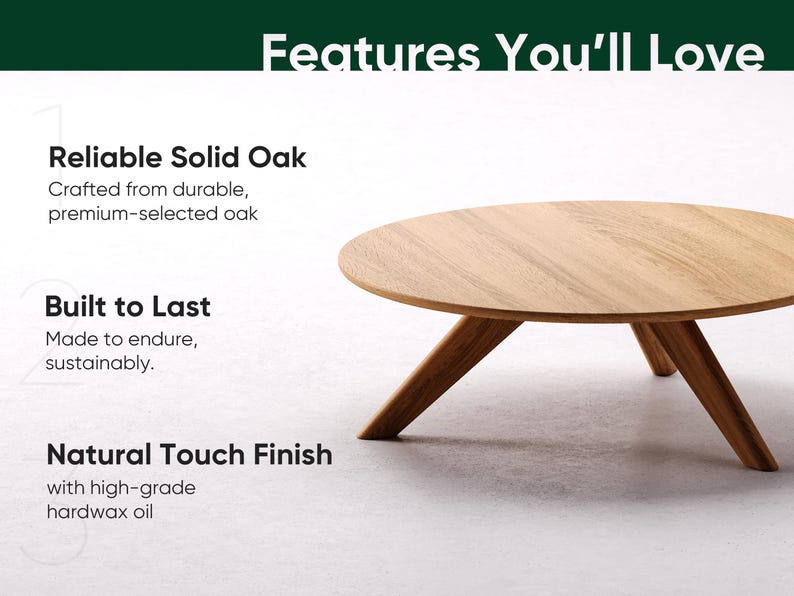 Modern Round Solid Oak Coffee Table - Scandi Style - Etsy