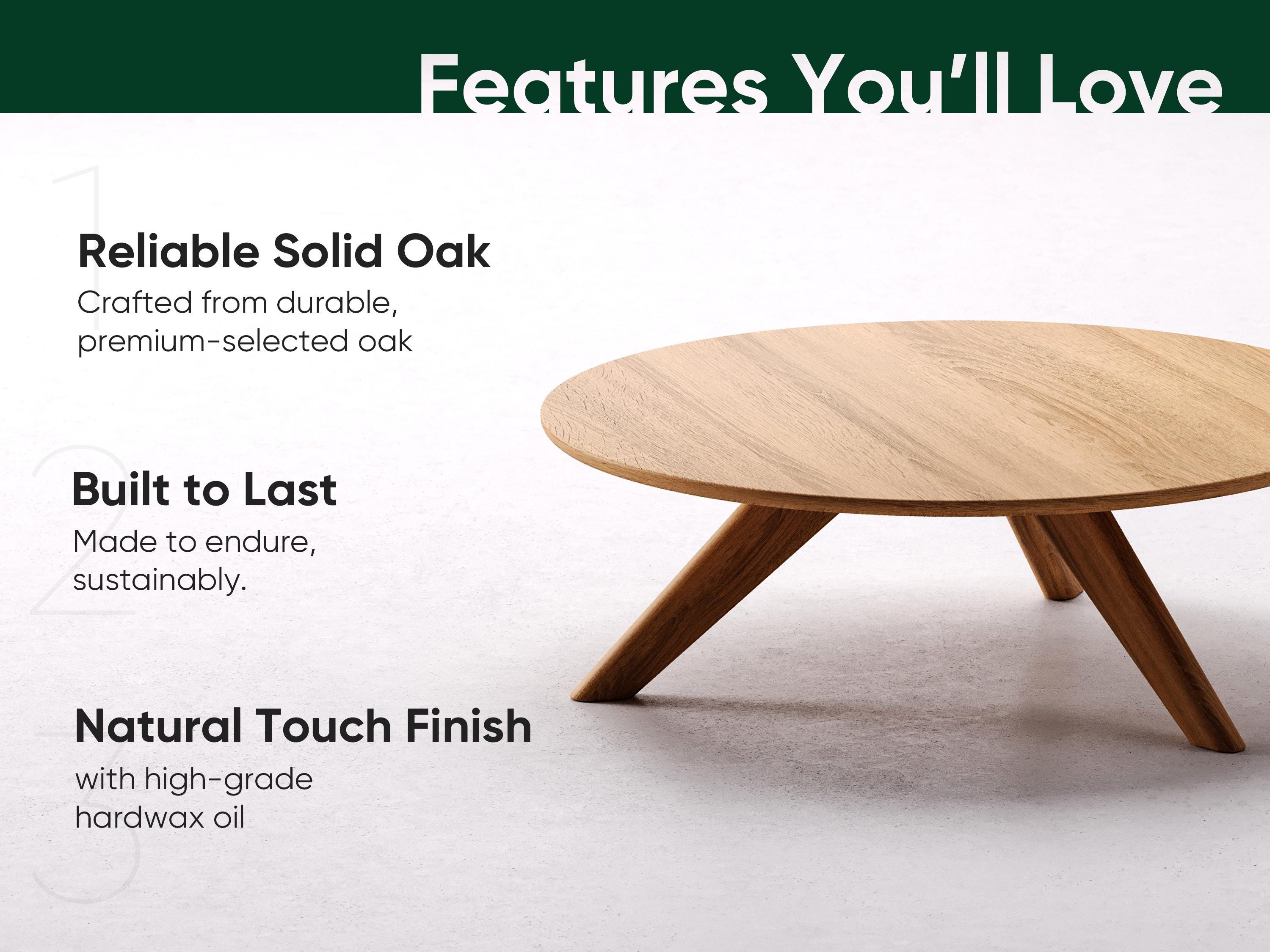 Modern Round Solid Oak Coffee Table - Scandi Style - Etsy