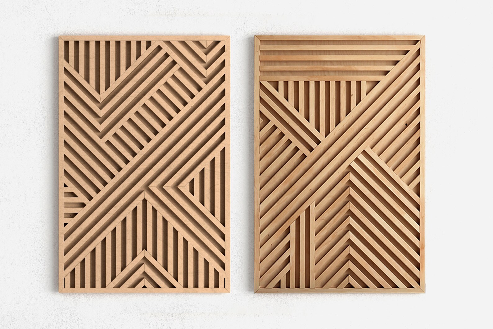 Geometric Wood Wall Art Set Modern Wooden Wall Art Etsy