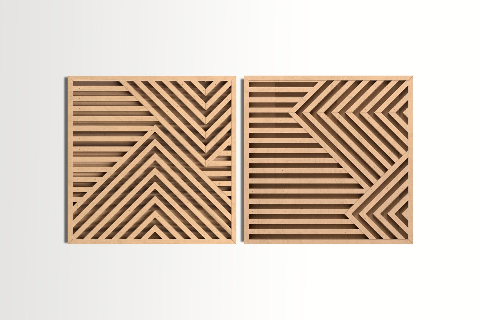 Wood Wall Art Set Geometric Wooden Wall Art Modern Wall Etsy