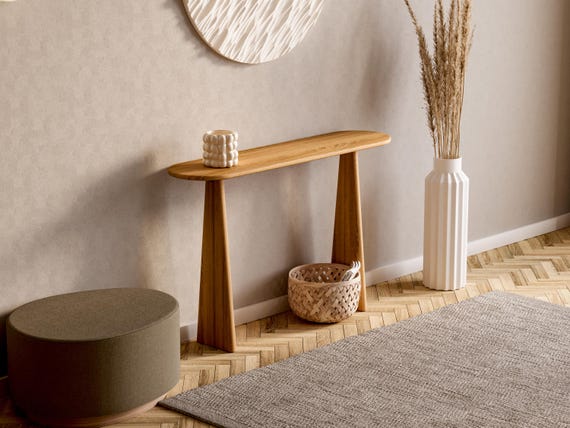 Modern Console Table - Oak hallway table - Scandi console table - Minimalist entryway table - Solid wood style console