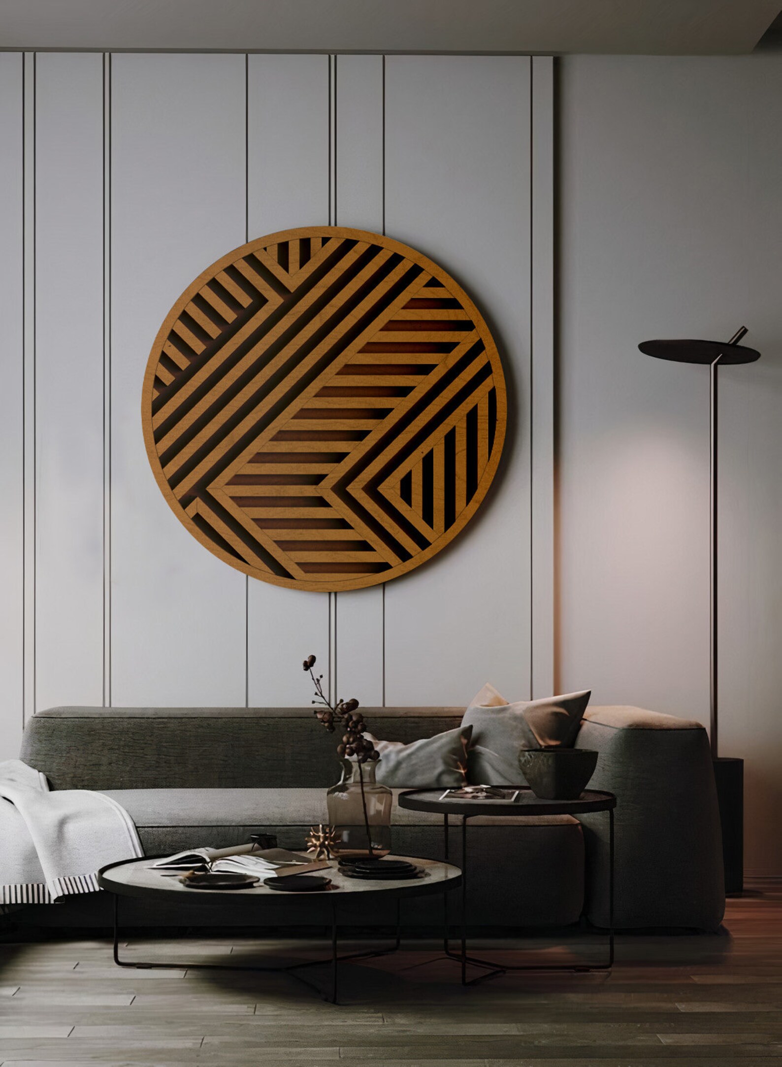 Round Geometric Wall Art Modern Wood Wall Art Adstract - Etsy