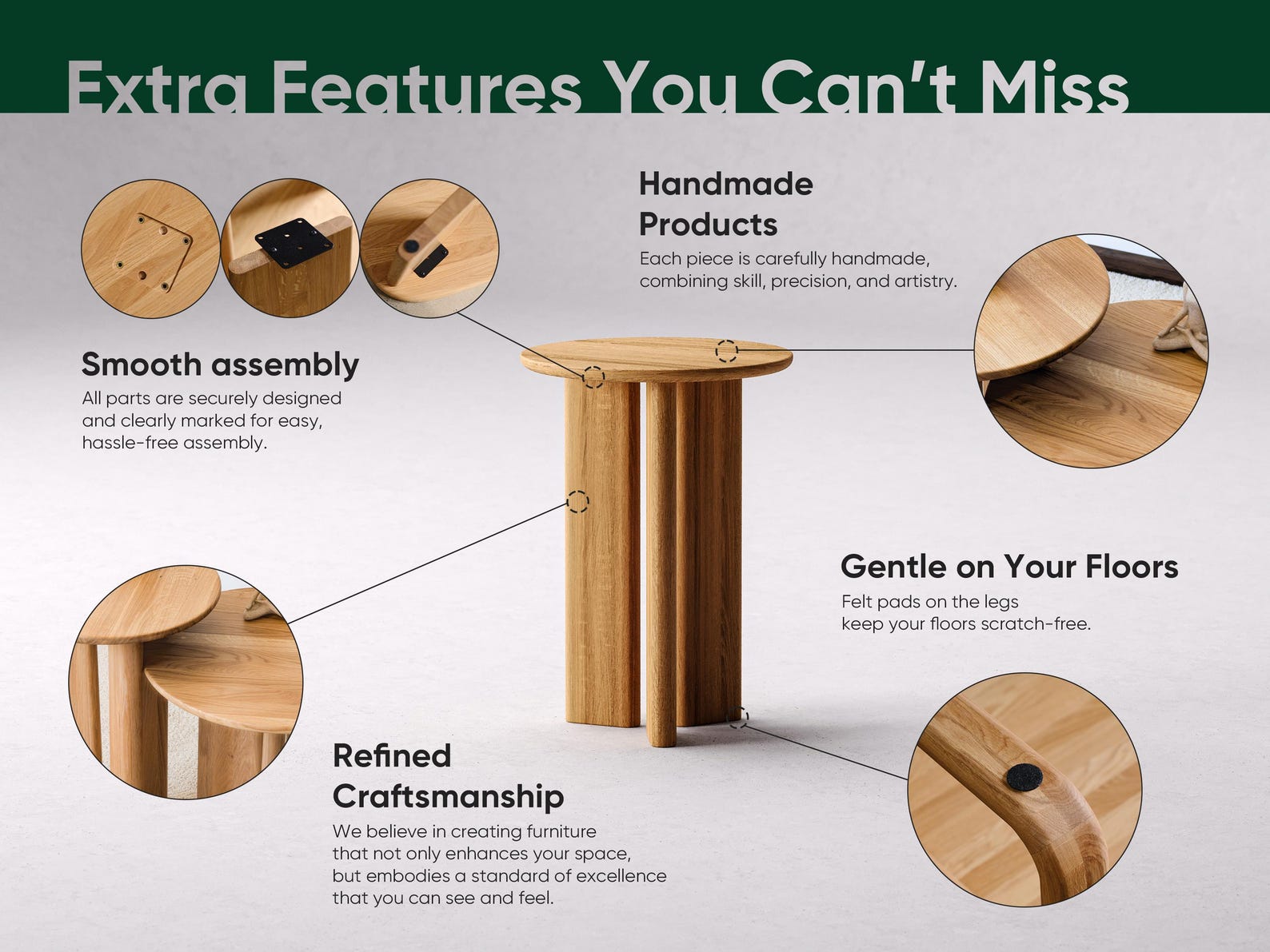 Modern Nesting Tables - End Round Side Table - Solid Wood Table - Small ...