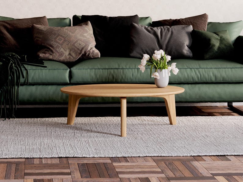 Handcrafted Solid Oak Round Coffee Table - Scandi Modern Design - Etsy