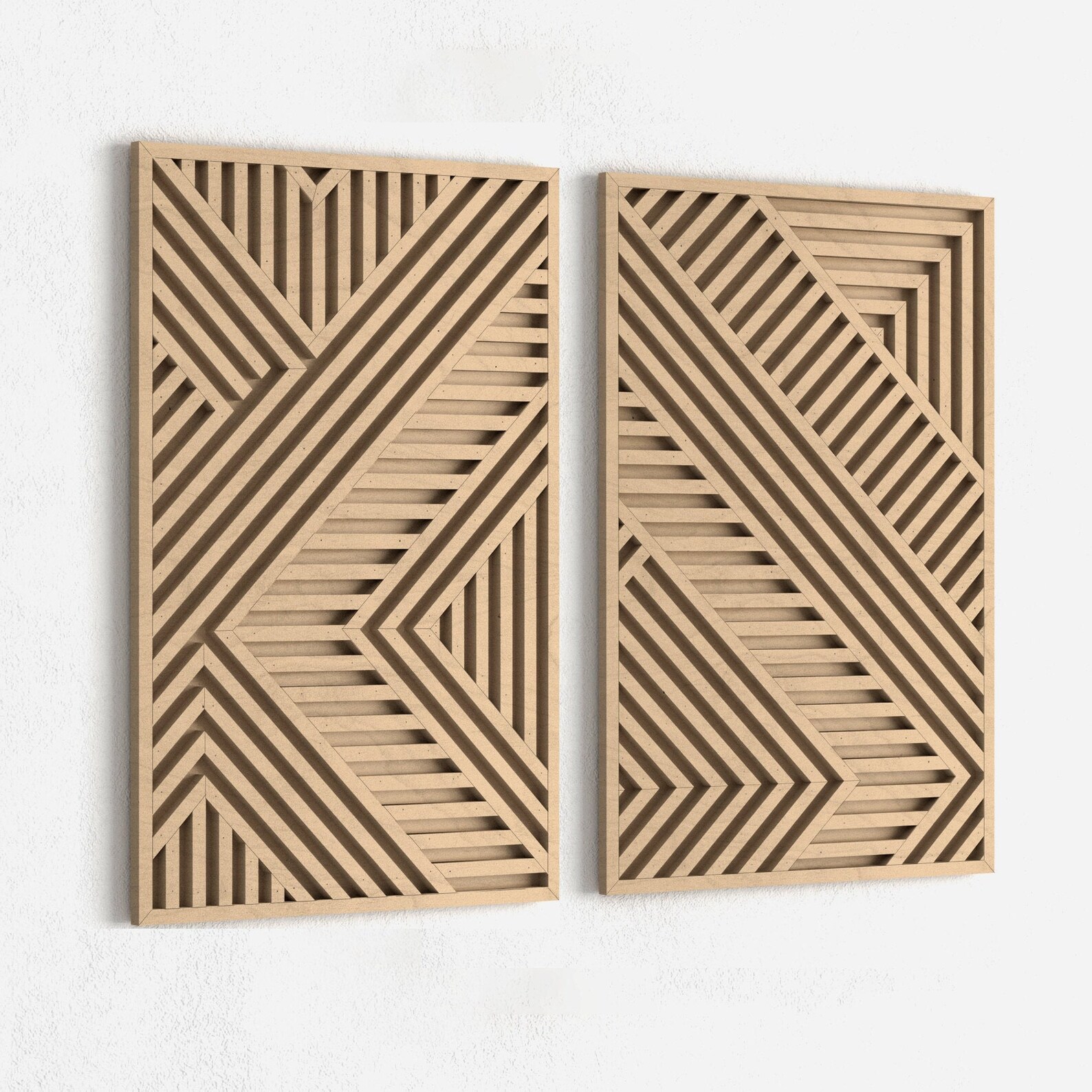 Geometric Wood Wall Art Set Modern Native Wooden wall art Etsy