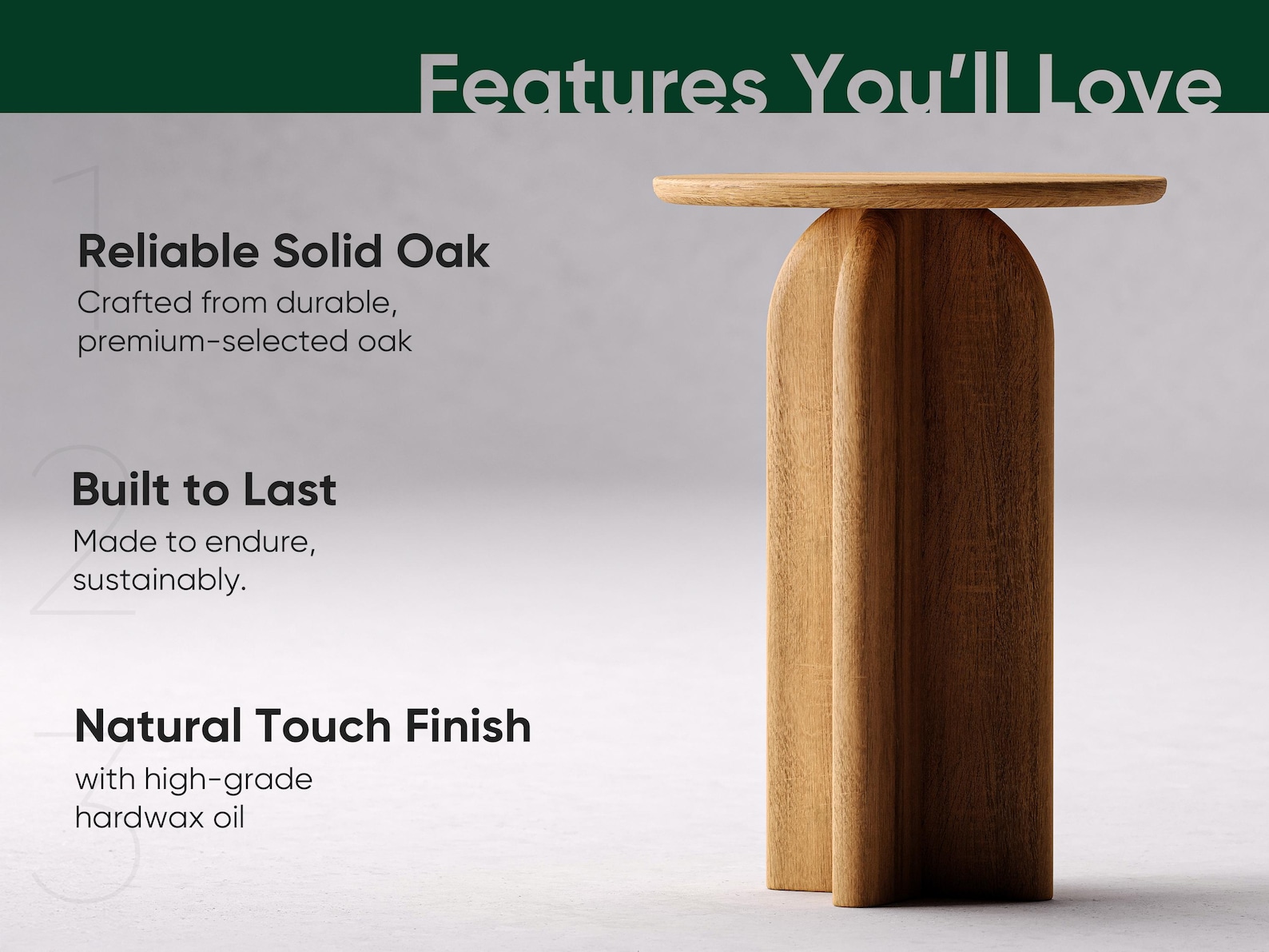 Solid Oak Round End Table: Modern Minimalist Side Table - Etsy