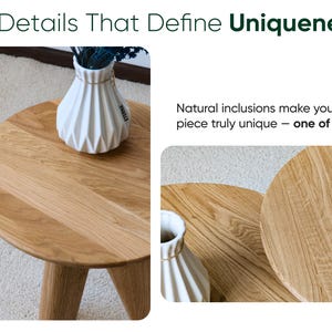 Solid Oak Round Side Table: Modern Minimalist End Table image 6