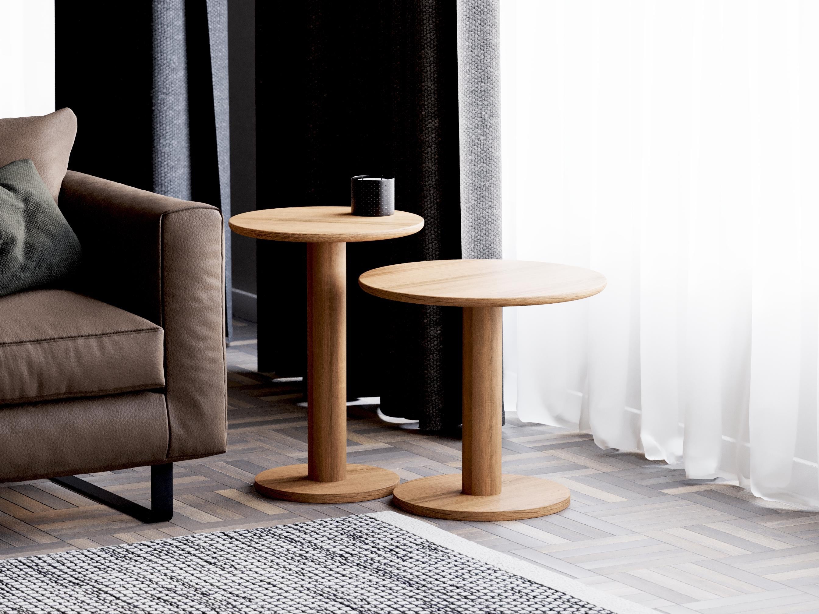 Solid Oak Round End Table: Modern Minimalist Side Table - Etsy