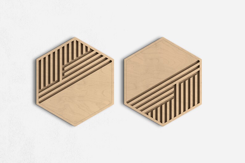 Geometric Wood Wall Art Hexagon Wooden Wall Art Geometric Etsy