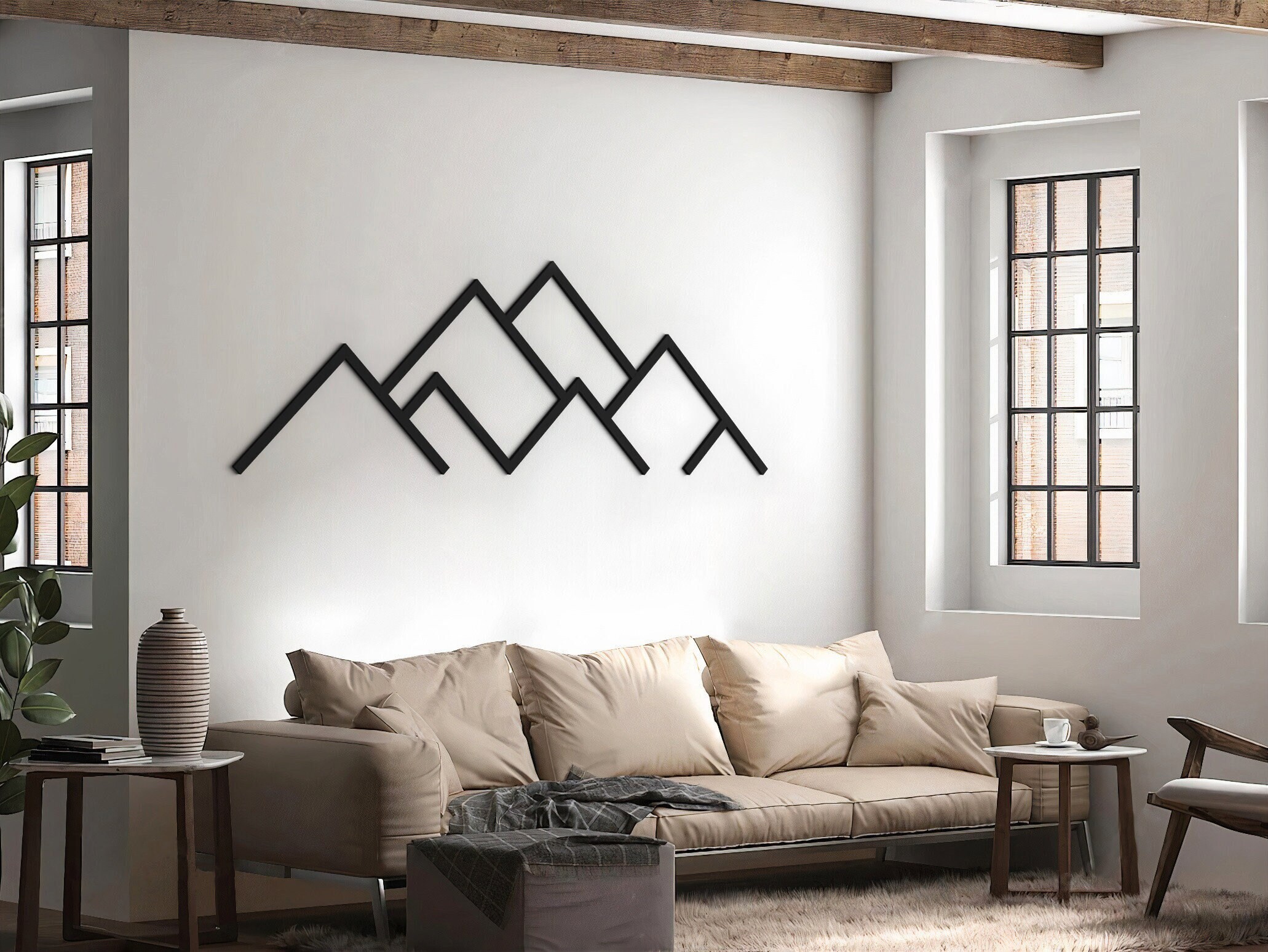 Mountains Wall Art | Minimalist mountains wood art | Mountains wood wall art | Home decor | Mountains line art | Extra large wall art
