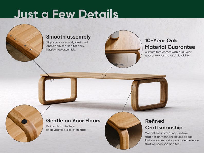 Modern Coffee Table - Aesthetic coffee table - Wooden oak coffee table - Minimalist coffee table - Scandi coffee table - Unique coffee table image 7
