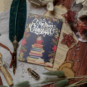 Postcard Merry Christmas with gold hot foil stamping