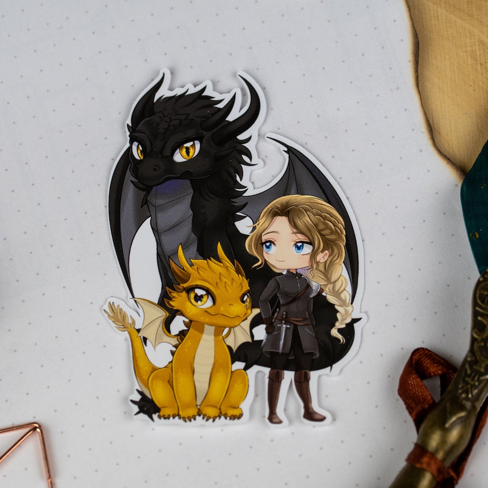 Sticker Fourth Wing - Violet with Tairn and Andarna