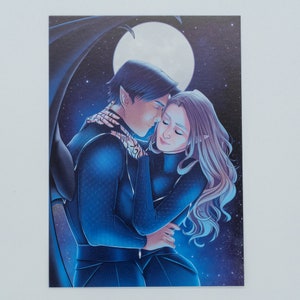 Postal Feyre & Rhysand bajo la luna