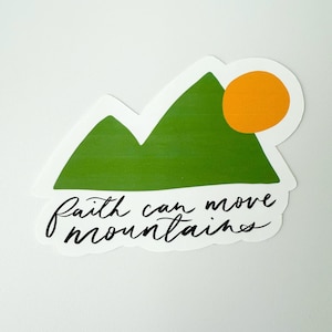 Geloof kan bergen verzetten Zon Maan | Jezus, Bijbel, aanbidding, belettering, kalligrafie, christelijk, laptop, telefoonsticker op fles, abstract modern