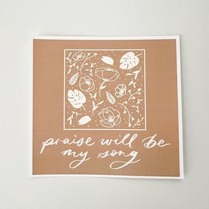 Lof wordt mijn lied | Jezus, Bijbel, aanbidding, belettering kalligrafie, christelijke laptopfles telefoonsticker, bladbloemenpatroon Boho