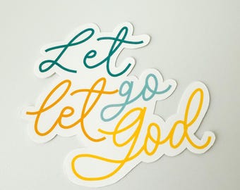 Pegatina "Déjalo ir", "Deja a Dios": Calcomanía cristiana impermeable