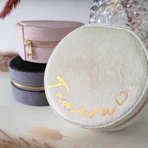 Personalized jewelry box | Jewelry box with name | Round velvet jewelry box | Jewelry case | Gift Mother's Day Girl Women Baptism