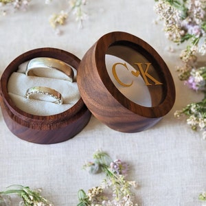 Ring box personalized wood | Wedding ring pillow round | Ring case | Wedding ceremony wedding rings ring box | Ring box with initials