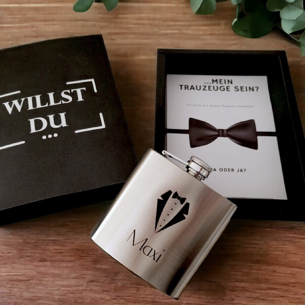 Best man hip flask with engraving personalized in gift box I ask best man