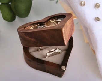 Ringbox personalisiert Holz | Hochzeit Herz Ringkissen | Ringetui | Trauung Eheringe Ringschatulle | Ringkästchen mit Initialen