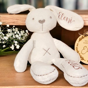 Personalisiertes Kuscheltier Hase Stofftier Kuscheltier Geschenk zur Geburt Taufe Baby-Party Schmusetier mit Namen Geburtsdatum Boy Girl Bild 2