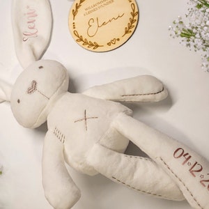 Personalisiertes Kuscheltier Hase Stofftier Kuscheltier Geschenk zur Geburt Taufe Baby-Party Schmusetier mit Namen Geburtsdatum Boy Girl Bild 4