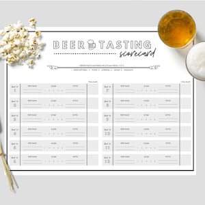 AFDRUKBAAR: 12 scorekaart voor bierproeven / scoreblad