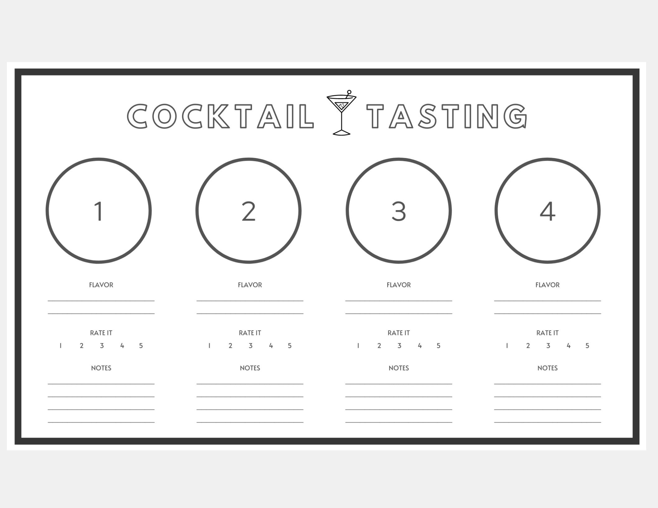PRINTABLE Cocktail Tasting Score Sheet Placemat Etsy Finland PRINTABLE Cocktail Tasting Score Sheet Placemat Etsy Finland