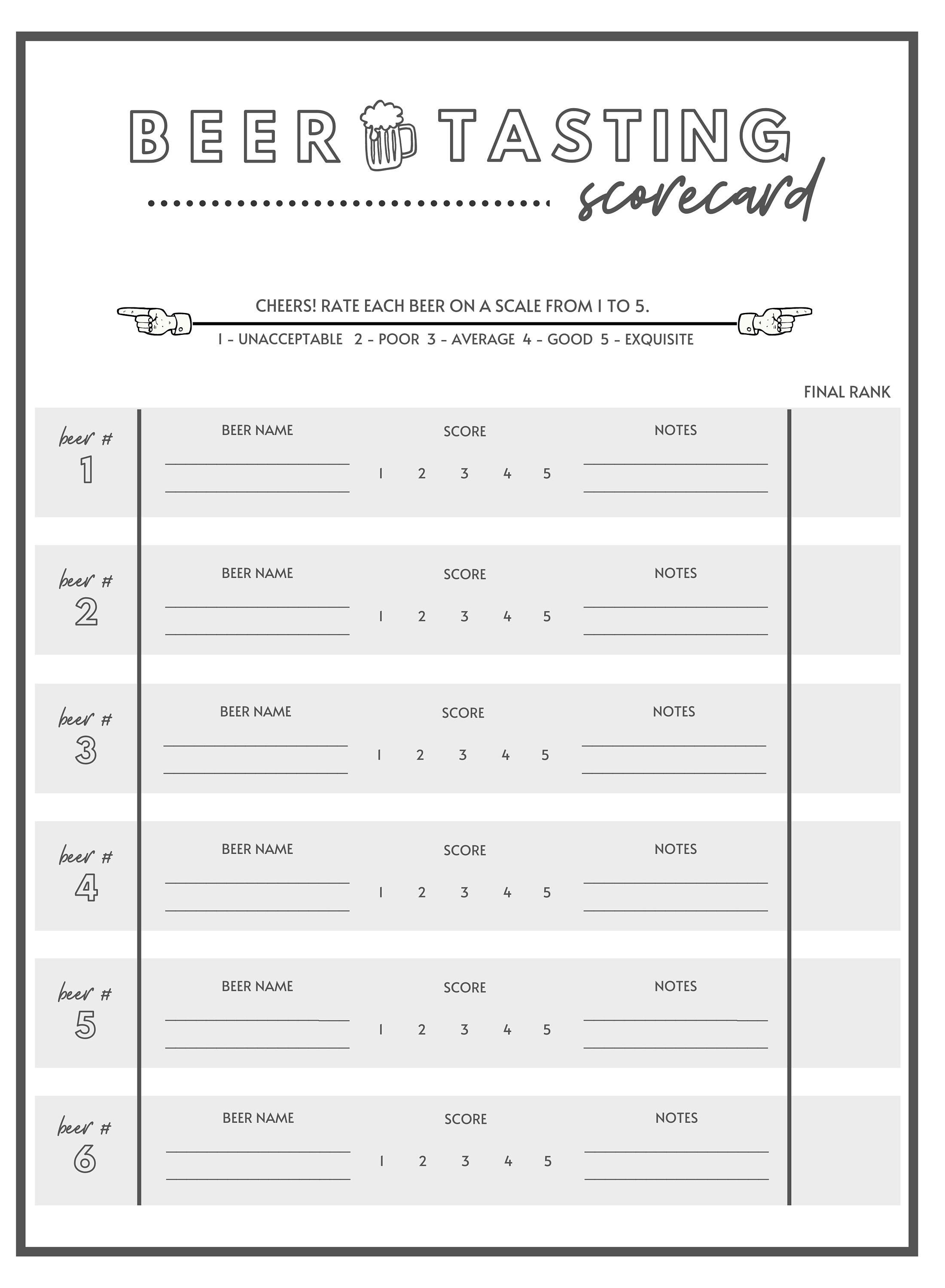 Printable Beer Tasting Score Sheet Printable Word Searches Printable Beer Tasting Score Sheet Printable Word Searches