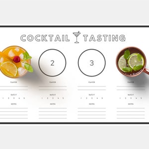 STAMPABILE: Foglio dei punteggi / tovaglietta per la degustazione di cocktail